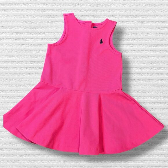 Polo Ralph Lauren Girls Dress 2/2T Pink Sleeveless Drop Waist Fit Flare - Picture 1 of 6